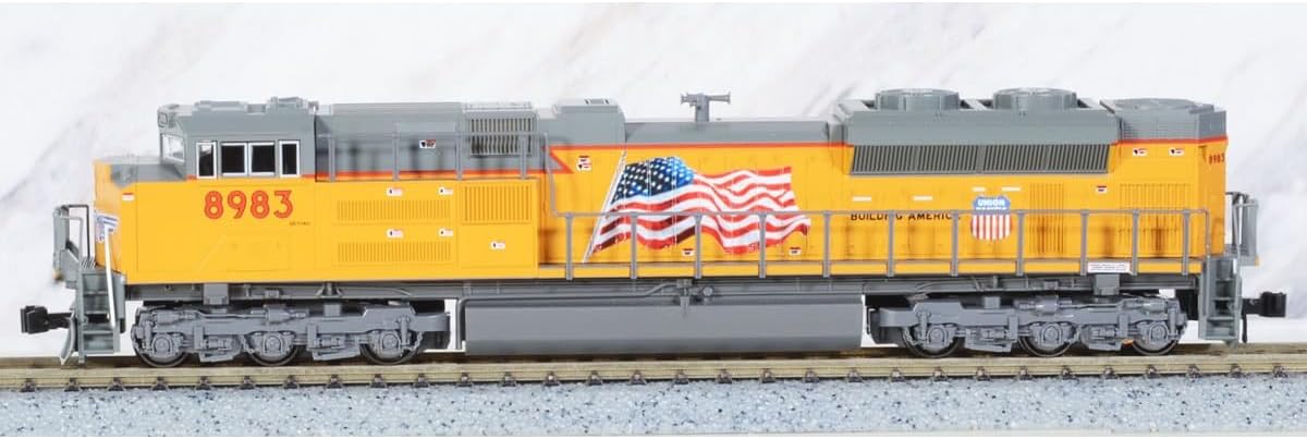 Kato SD70ACe N Scale - Union Pacific #8983, Armour Yellow, US Flag, DC, Nose Headlight