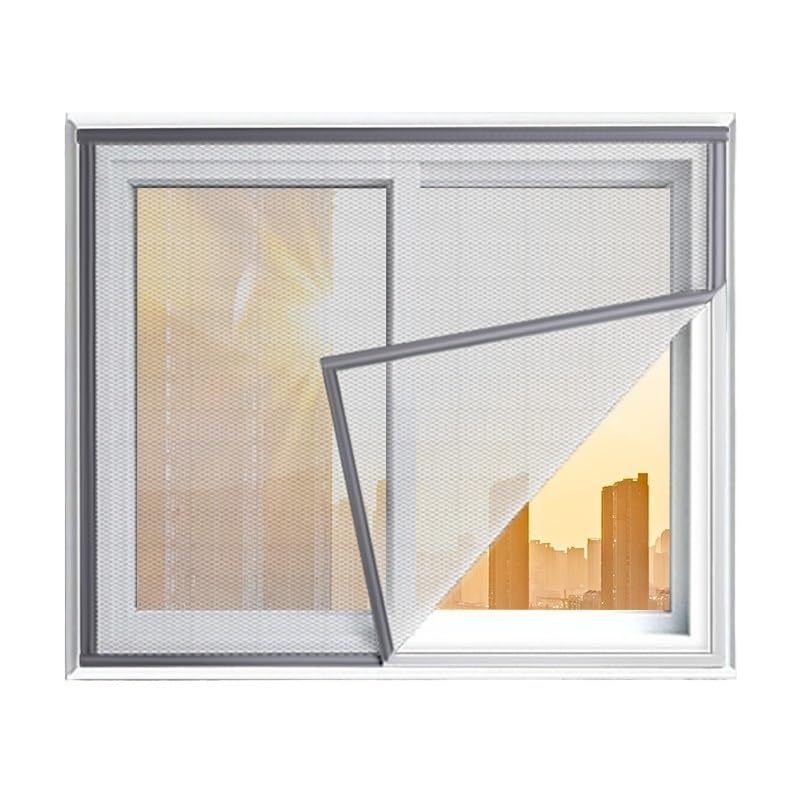Malla de pantalla para ventana con mosquitera de fibra gris de 60cm y 130cm