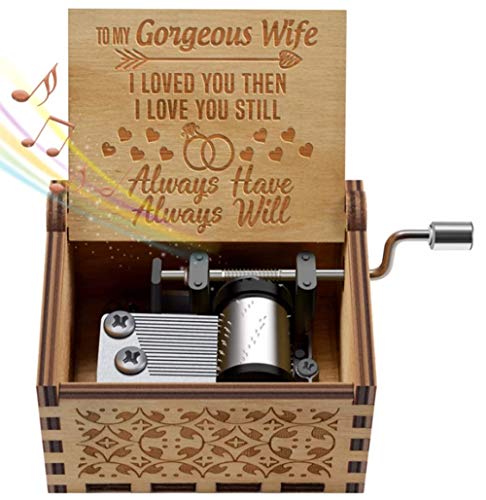 DoubleWood You are My Sunshine Music Box Wood,Hand Engraved Vintage Wooden Sunshine Musical