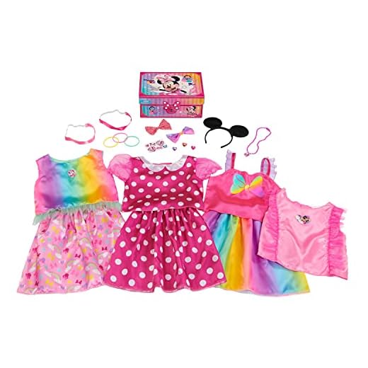 Disney Junior Minnie Mouse Bowdazzling Dress-Up and Pretend Play Trunk, Fits Sizes 4-6X, Kids Toys for Ages 3 Up, Amazon Exclusive