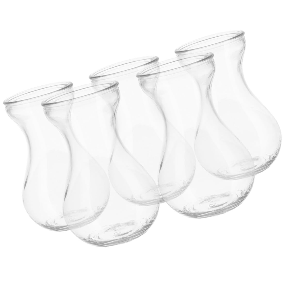 Vase à Jacinthe en Verre 5 Pièces, Transparent, Fond Plat Simple