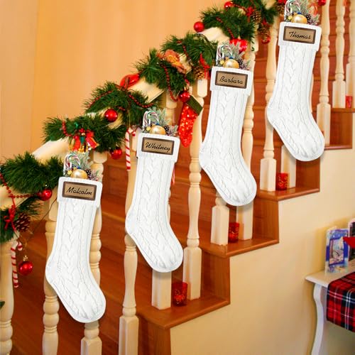 XOYTN 4Pack Christmas Stocking with Leather Patches，18Inches Large White Custom Name Personalized Hanging Cable Knitted Xmas Stockings for Christmas Family Party Fireplace Decor by XOYTN - Image 5
