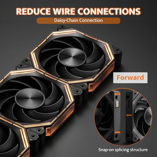 Image of darkFlash INF34 120MM PC Case Fan, Daisy-Chain, up to 2000RPM Cooling, 4-Pin PWM, ARGB CPU Cooling Computer Fan, 3 Pack (Forward, Black)
