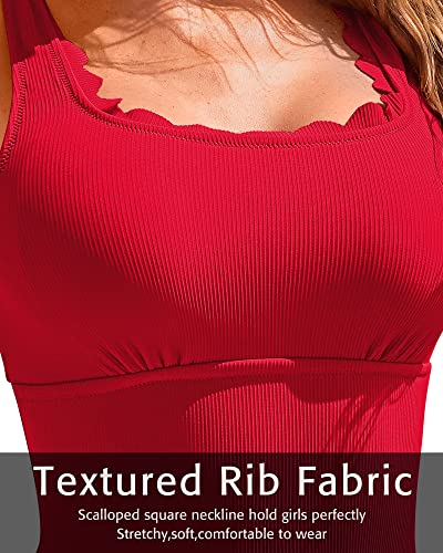Image of Charmo Womens Scalloped One Piece Swimsuits Modest Bathing Suits