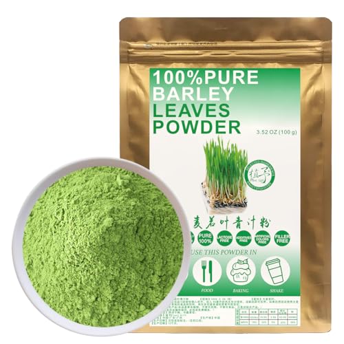 100% Pure Barley Leaves Powder 100g/3.52oz polvo de hoja de cebada natural | polvo de hierba de cebada para batidos, batidos, tostados y bebidas | sin conservantes