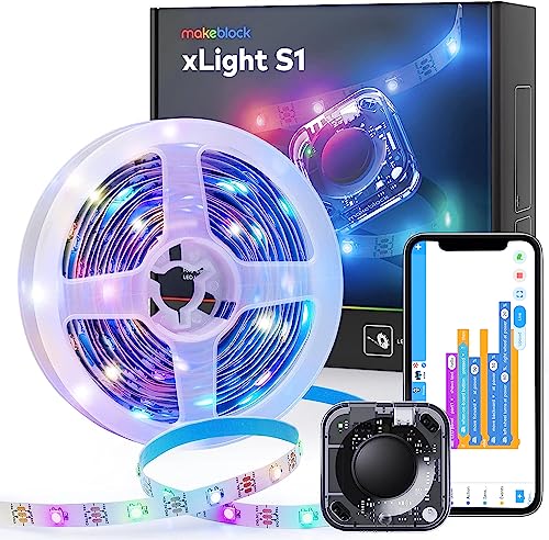 Makeblock xLight S1 WS2812B Individually Addressable LED Strip Lights, 9.8FT Smart RGBIC Led Strip Lights with Programmable Controller, Music Sync Gesture Control Programmable Led Lights for Bedroom