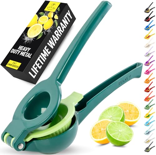 Image of Zulay Kitchen Metal 2-in-1 Lemon Squeezer - Sturdy Max Extraction Hand Juicer Lemon Squeezer Gets Every Last Drop - Easy to Clean Manual Citrus Juicer - Easy-Use Lemon Juicer Squeezer - Green/Lime