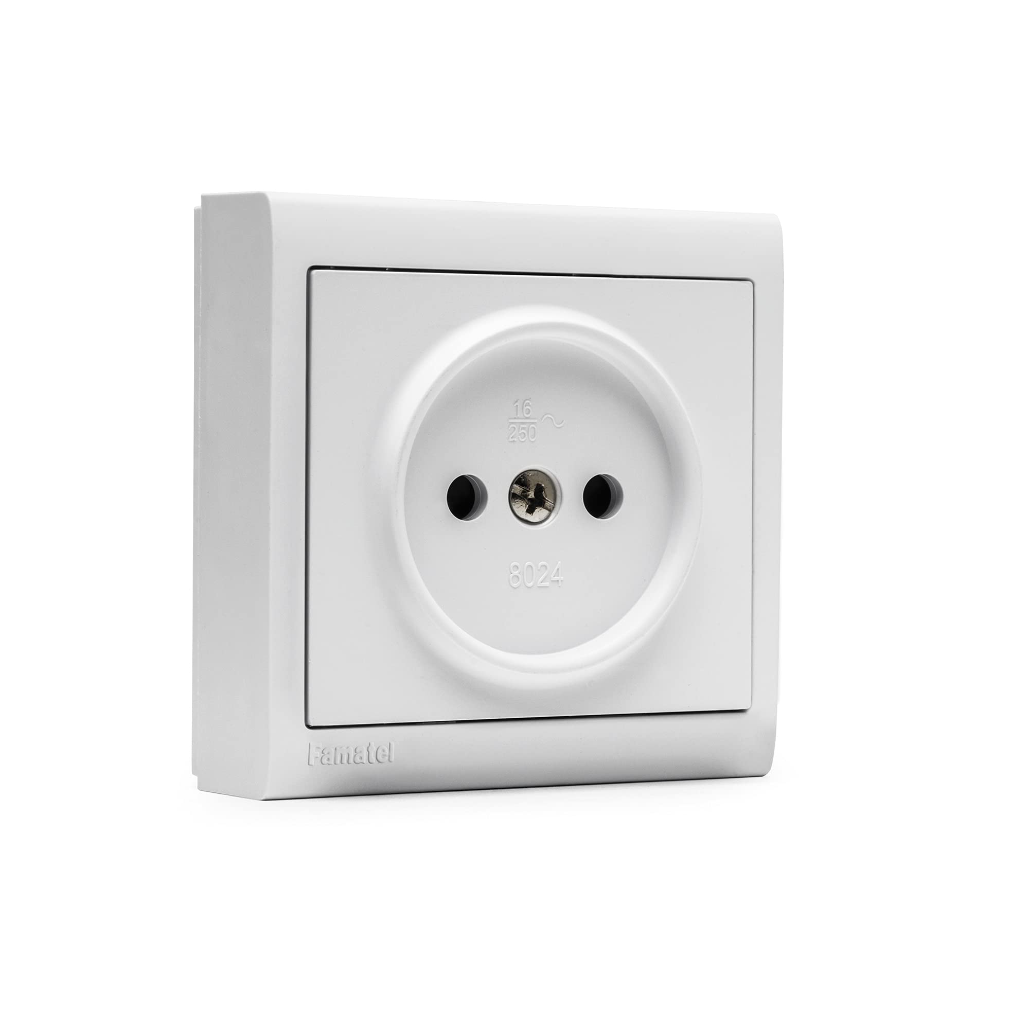 FAMATEL Prise De Courant Surface TT 16A 250V Blanc - Série Living 8000 - Sécurité Enfant, Sans Halogène - Pose Facile