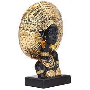 African Statues for Home Decor, Sculptures Decorations for Living Room, 10” African Lady Art Bust Figurines, Black Vintage Aesthetic Ornament for Shelf and Tables, Décor Accents Gifts for Women