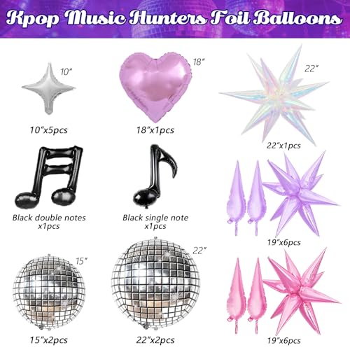 Image of JOGAMS 171Pcs Dark Kpop Balloons Arch Kit, Black Pink Purple Chrome Silver Disco Balloons for Kpop Fan Concert Music Birthday Party Photo Backdrop