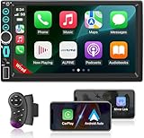 Double Din Car Stereo Apple Carplay Radio Screen for Car Audio Receivers, Bluetooth Car Play Android Auto 6' Touchscreen, Car Radio Support Bluetooth, SWC, Mirror Link, FM, Type-C