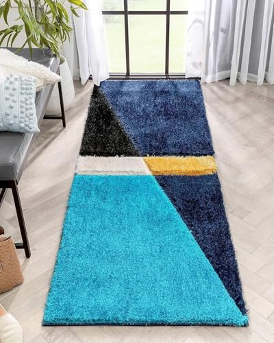 Image of Modern Soft 3D Shaggy Fur Rectangular Carpets for Living Room Thick Fluffy Rugs for Bedroom,2X5 Feet,Multi Color
