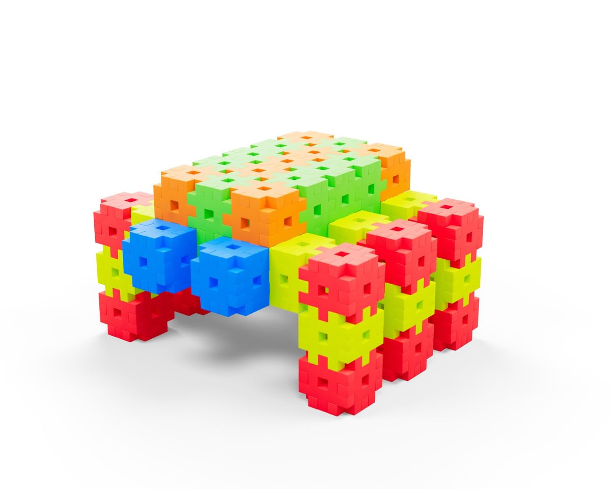Meli Minis Neon Basic Travel Box Set - 250 bloques de construcción, juguetes creativos para niños a partir de 3 años, colores neón, escala 1:1, instrucciones de 37 x 23 cm, sin BPA, certificado CE