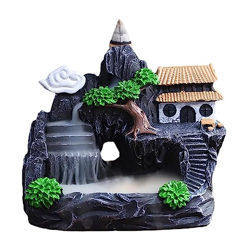 Quemador de incienso de cascada, 10,5 x 3,5 x 10,2 cm, soporte de incienso de aromaterapia, difusor de aroma de cascada de paisaje para decoración del hogar, figuras de manualidades de yoga