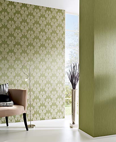 Papel pintado textil verde para disimular imperfecciones con Architects Paper Tessuto 3