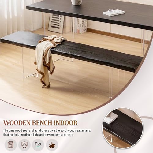 Banco de entrada de madera maciza con patas flotantes de acrilico interior 4