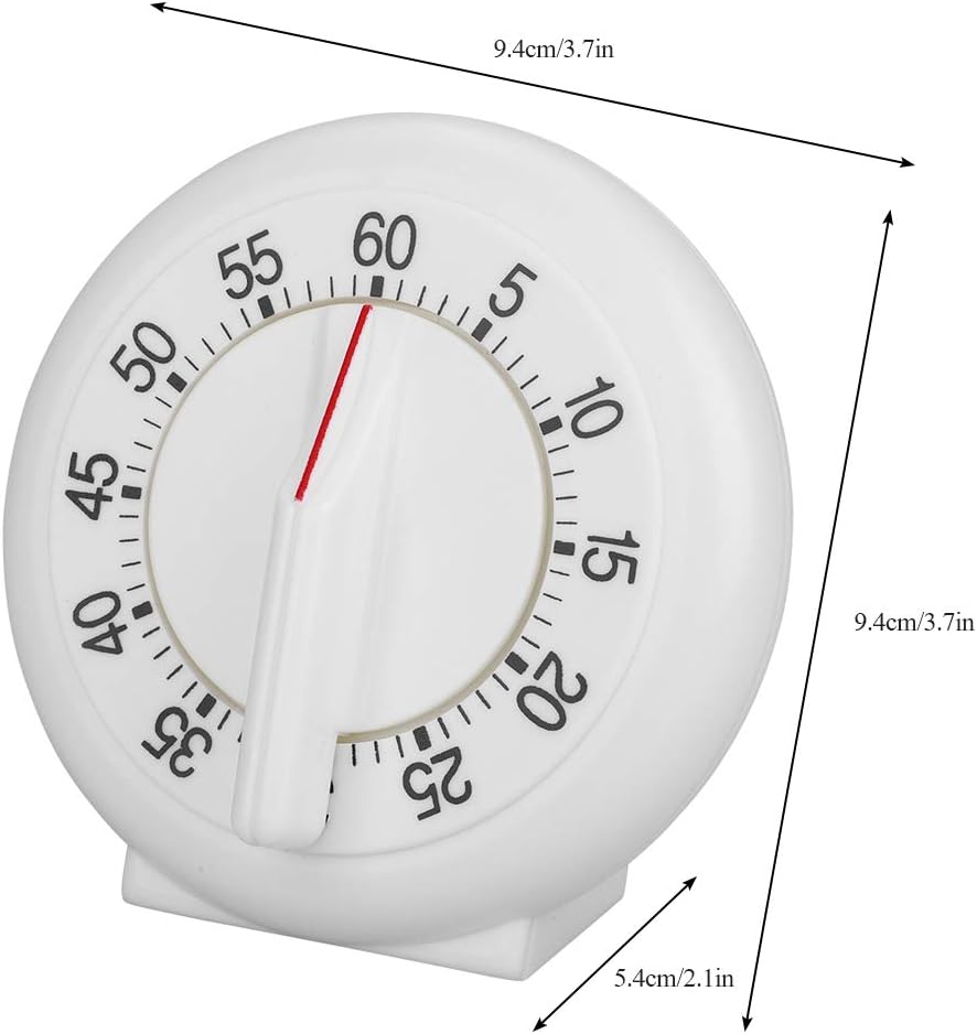Timer, Multifunction Timer 60 Minute Kitchen Mechanical Timer Suitable for Kids Adults Visual Timers for Meetings, White Round Mechanical Timers Easy Read