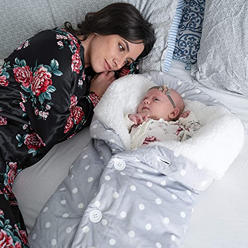 Snuggle Baby - - Swaddle Blanket For Newborn Boy Or Girl 0-9 Months - - Multi-Use Infant Wrap - - Extra Soft Plush Exterior And Fleece Interior Lining Keep Baby Snug & Cozy - - White Dots #TOP3