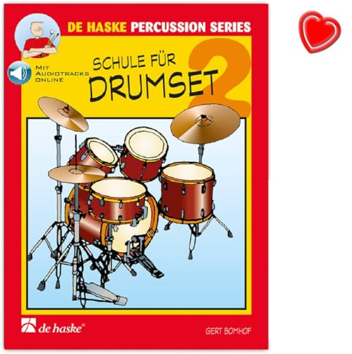 School für Drumset Band 2 9789043110099 Jeu de règles et techniques de base avec pince pour partitions en forme de cœur colorée