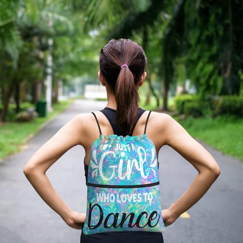 Image of Dance Theme Women Drawstring Backpack, Waterproof Drawstring Bag for Gym Shopping Sport Yoga Dance Rehearsal, Birthday Gift for Ballet Dancer Actor Actress, Sackpack Bag with Zippered Pocket