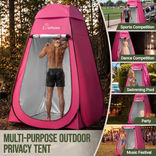 Image of WolfWise PRO Pop Up Shower Tent with Silver Coated, Floor and Rain Fly