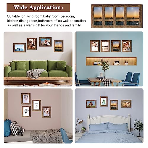 Kroshine 5X7 Picture Frame Set Of 4Pcs With Wood Grain And Real Glass Photos Frame Collage Wall Decor Or Desktop Display Picture Frame Bulk 4X6 With Mat Or 5X7 Without Mat (Brown 5X7 4Pcs) #TOP5