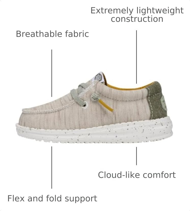 Image of HEYDUDE Wally Kids Jersey | Kids Shoes | Lace Up Loafers | Comfortable & Light-Weight