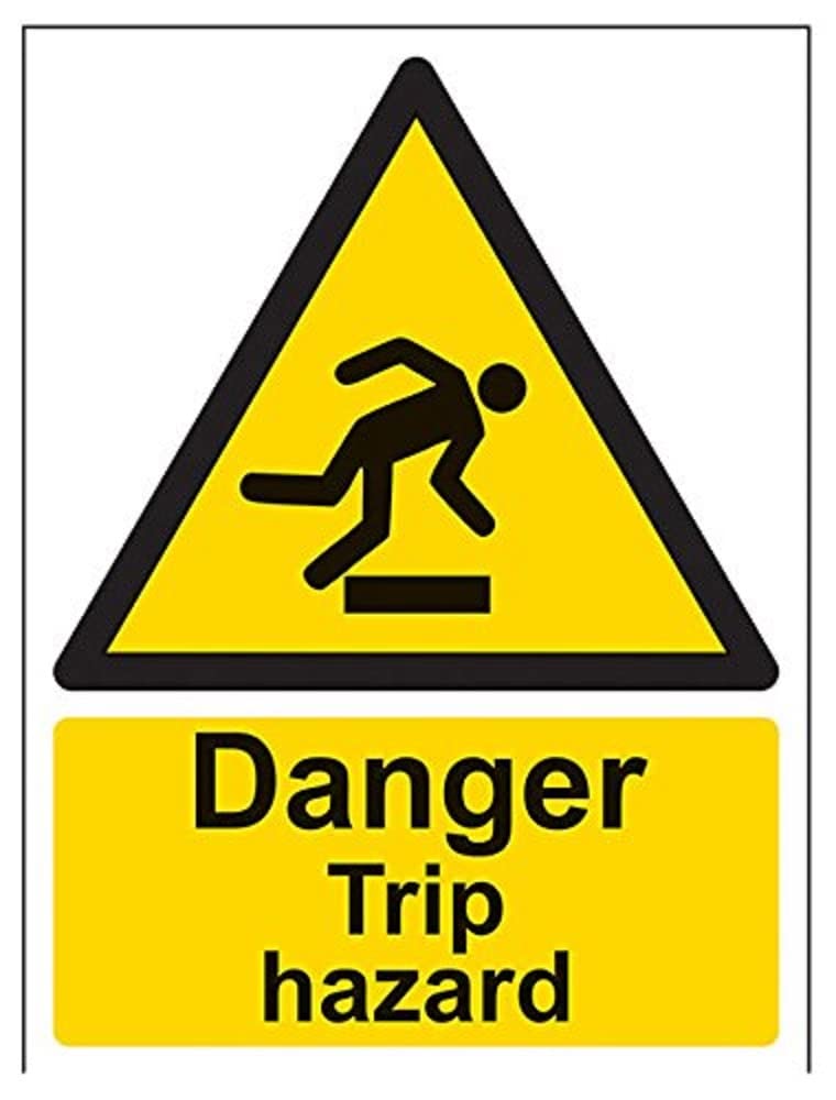 V Safety Danger Trip Hazard Warning Sign - 150mm x 200mm - 1mm Rigid Plastic
