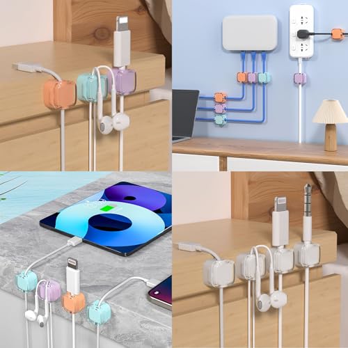 3pcs Organizador Magnético para Cables, Ajustable para Gestión de Cables Bajo el Escritorio, Organizador de Cables para Hogar, Oficina, Auto, Pared y Escritorio, Blanco miniatura 5