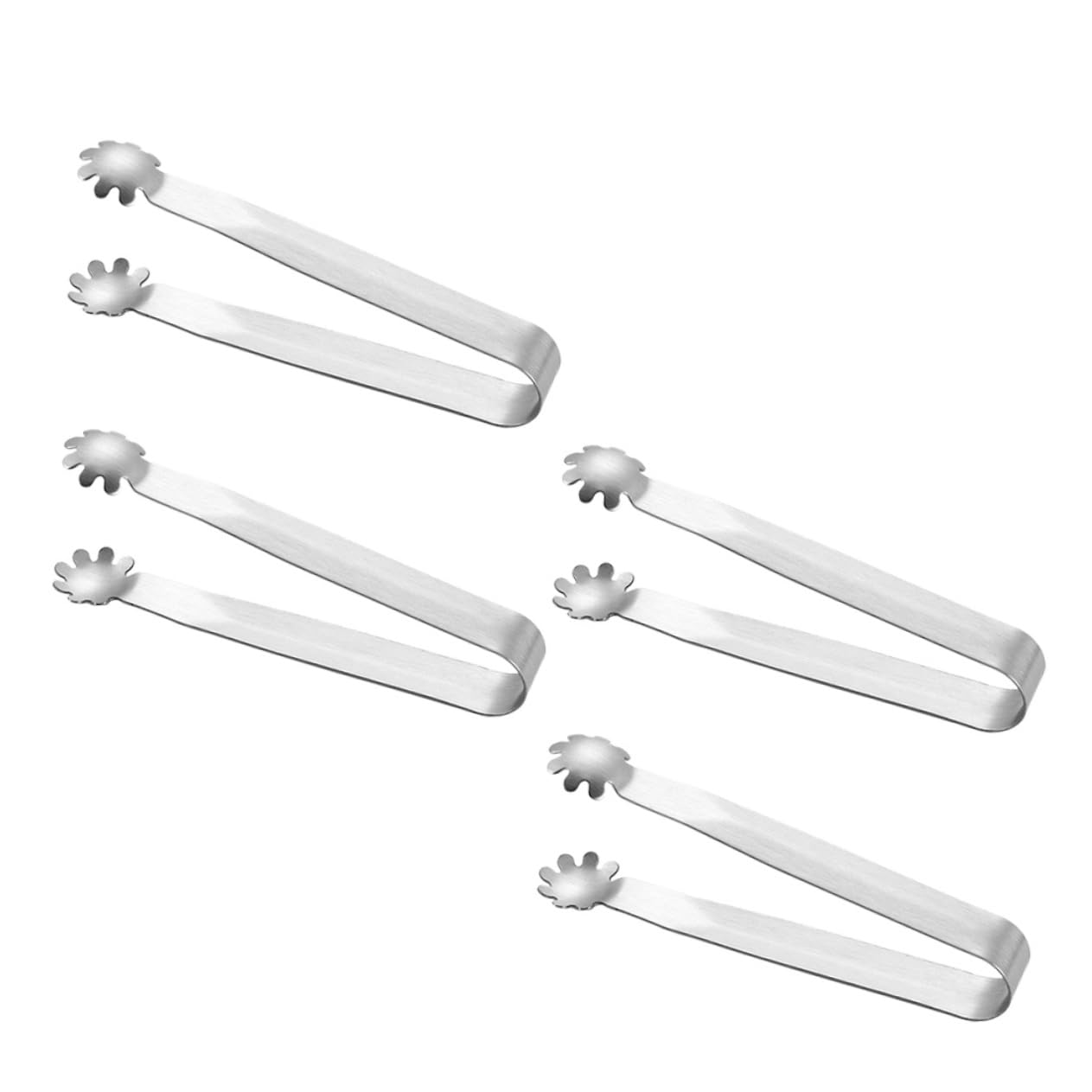 STOBAZA Coffee Sugar Cube Clip Ice Cube Tongs 4pcs Stainless Steel Tongs Smooth Edges Thickened Material Safe for Daily Use