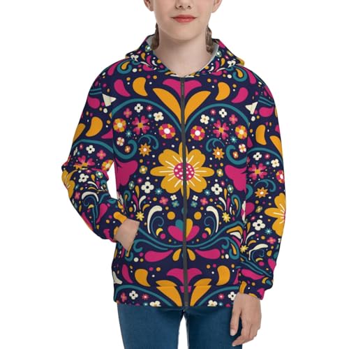 Cinco De Mayo Floral Kid Hoodies Boys Zip Up Sweatshirts Girls Pullover with Pocket3