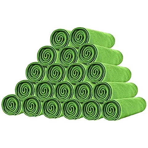 Amgico 20 Pcs Cooling Towels, Chilly Cold Rags for Neck and Face(40"*12"), Soft Breathable Cool Towel for Yoga, Workout, Gym, Fitness,Camping, Football, Running, Theme Park (Green) Cover