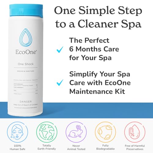 EcoOne | Hot Tub Chemical Maintenance & Supply Kit | Spa Shock & Conditioner Kit | Contains Oneshock Chlorine Granular & SPA Monthly Conditioner | 6 Month Supply