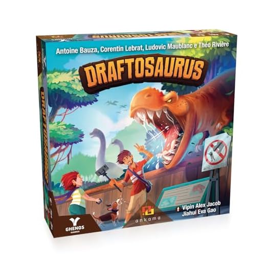 Ghenos Games Dinosaurs Draftosaurus-Juego de Mesa-8+ años-2-5 Jugadores, Multicolor (GHE124)