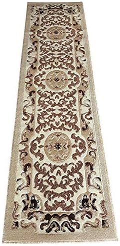 Carpet King Alfombra tradicional para corredor, color marfil, beige, marrón, americana, diseño oriental 101 (2 pies x 7 pies 3 pulgadas)
