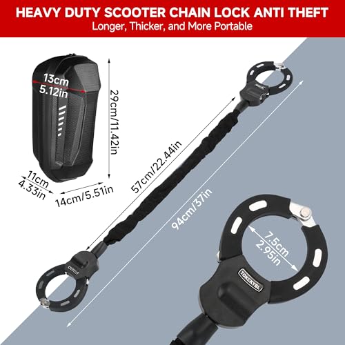 Heavy Duty Scooter Lock - 8mm Anti-Theft Chain Lock with 3 Keys, 94cm Weatherproof Security Lock for Electric Scooters, Bikes, Motorcycles - Image 3
