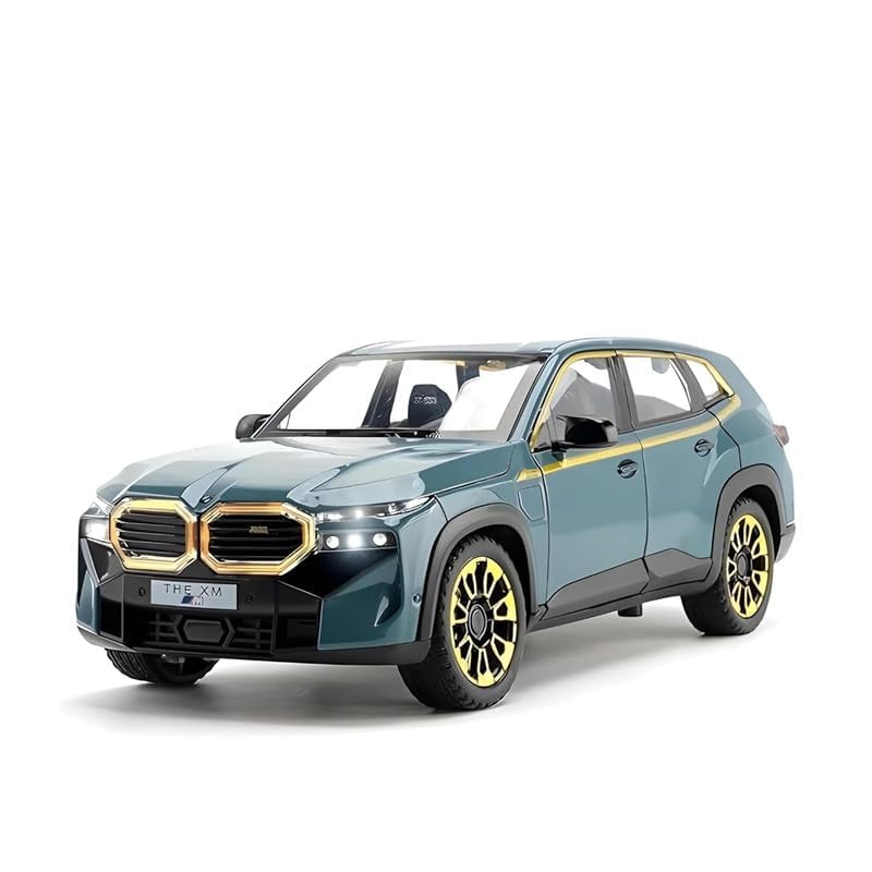 Image of 1:24 BMW XM Model Car Alloy Diecast Pull Back Toy with Lights & Music Openable Doors Metal Sports Car for Kids & Collectors Realistic Design Gift for Boys & Girls (Blue)