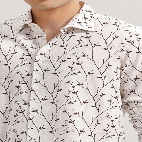 Image of BASICS Cotton-Linen Blended Men's Shirt | Slim Fit | Everyday Smart Casual Wear | Full Sleeve