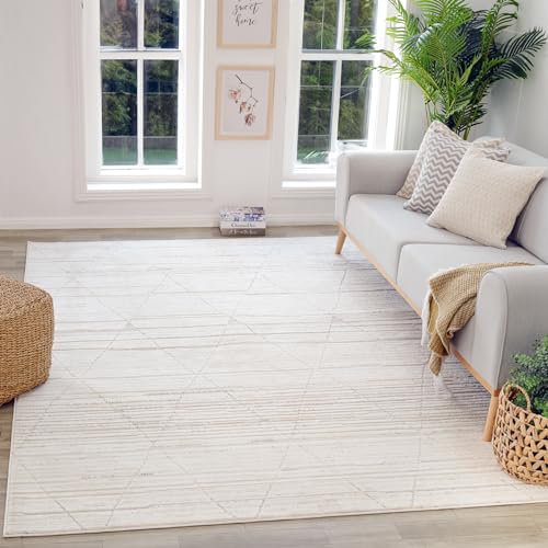Rug Branch Anaya 4' x 6' (3'11" x 5'7") Beige/Cream Geometric Indoor Area Rug, Contemporary, Medium Pile, Stain-Resistant Carpet - Living Room, Bedroom, Dining Room, and Kitchen by Rug Branch - Image 2