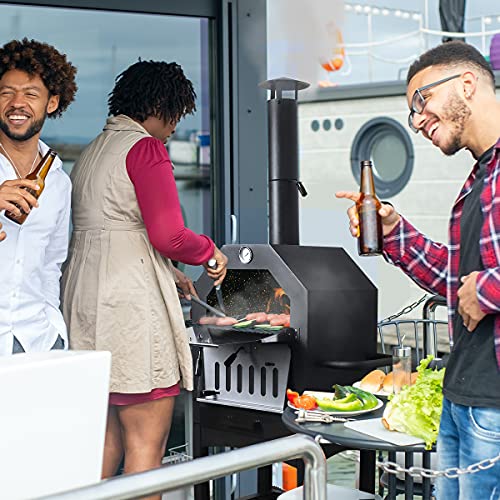 BreeRainz Charcoal & Wood Fired Pizza Oven, 3 in 1 Outdoor Pizza Oven/Smoker/BBQ Grill w/ Adjustable Chimney, Pizza Stone & Peel, Portable Wheel Design for Outdoor Authentic Pizza Making, Smoked Food & Barbecue BreeRainz Charcoal & Wood Fired Pizza Oven, 3 in 1 Outdoor Pizza Oven/Smoker/BBQ Grill w/ Adjustable Chimney, Pizza Stone & Peel, Portable Wheel Design for Outdoor Authentic Pizza Making, Smoked Food & Barbecue