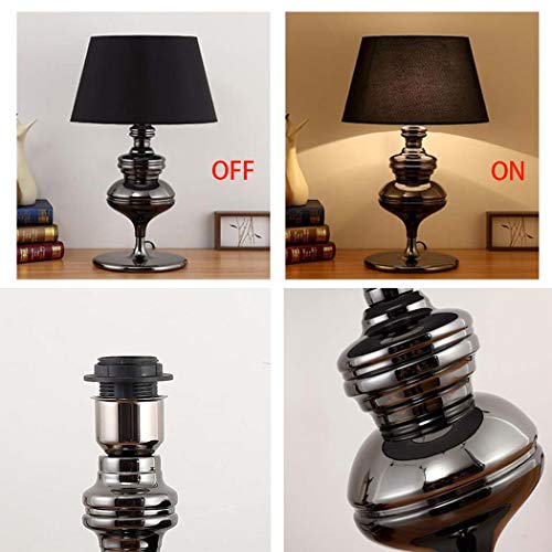 Lampe de table noire E27 en tissu et métal pour chevet et salon
