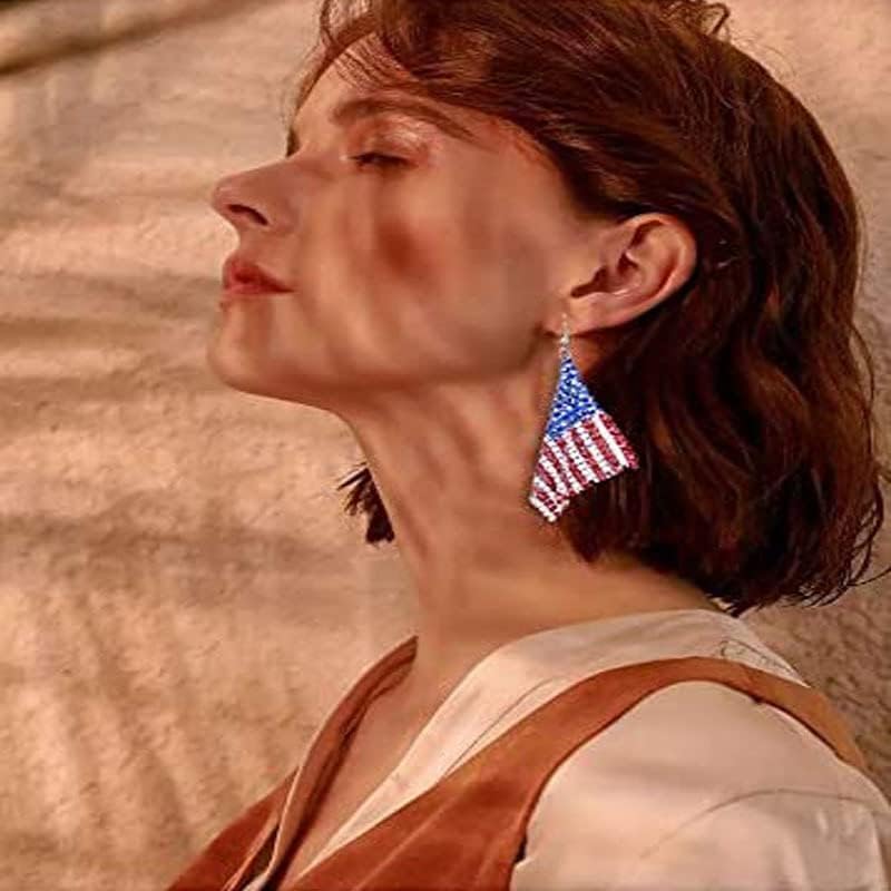 American Flag Earrings for Women and Girls, Independence Day 4th of July Drop Dangle Earrings Patriotic Hook Earrings Fashion Jewelry