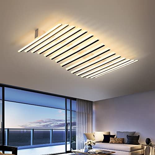 Lustre salon plafonnier LED suspendu dimmable télécommande énergie C moderne - 5
