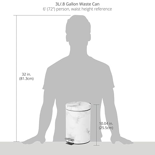 Miniatura 4 de mDesign Basurero redondo de metal extra pequeño y moderno de 3 litros.7 galones, cubo de basura compacto con cubo extraíble y asa para baño, cocina,