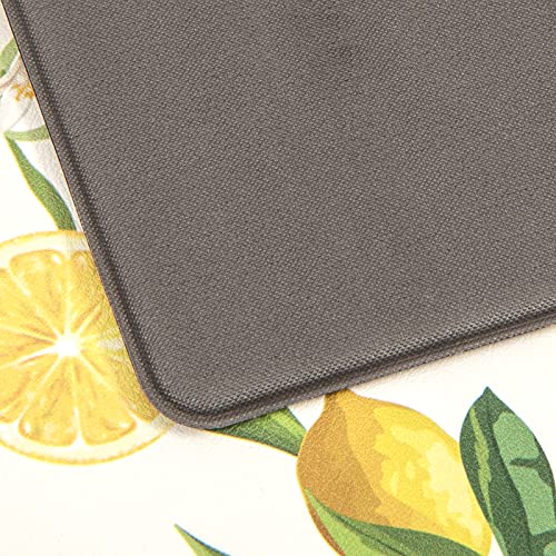 Shacos Lemon Kitchen Rugs Set 2 Pieces Anti Fatigue Waterproof Stain Resistant Floor Rug Runner Non Slip Wipe Clean Cushioned Floor Mat, 17"X27.5"+17"X47",White #TOP3