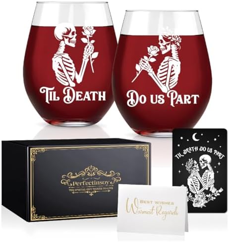 Perfectinsoy Skull Wine Glass 2 Piece with Gift Box, Zombie Desig...