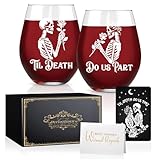 Perfectinsoy Skull Wine Glass 2 Piece with Gift Box, Zombie Design, Valentine's Day Autumn Halloween, Anniversary Wedding Gifts, Couple Gifts for Boyfriend and Girlfriend. (Do Us Set of 2)