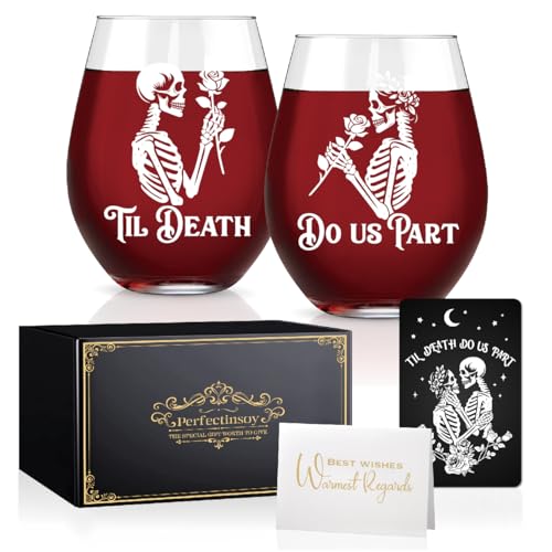 Perfectinsoy Skull Wine Glass 2 Piece with Gift Box, Zombie Desig...