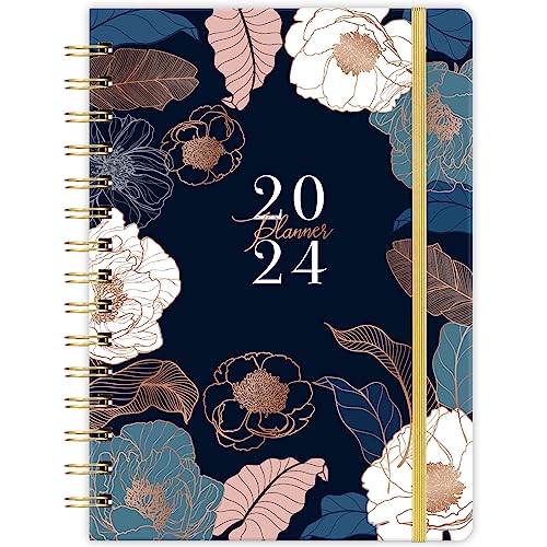 2024 Planner - Planner 2024, Jan. 2024 - Dec. 2024, 6.4" x 8.5", 2024 Planner Weekly and Monthly with Marked Tabs + Thick Paper + Contacts + Calendars + Holidays + Twin-Wire Binding - Engraved Art