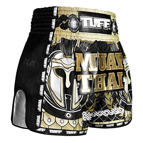 Tuff Sport Pantalones cortos retro para Muay Thai, pantalones cortos de boxeo, corte delgado, MMA, kickboxing, entrenamiento, ropa de entrenamiento, Tuf-msc109-blk, Large - imagen 4